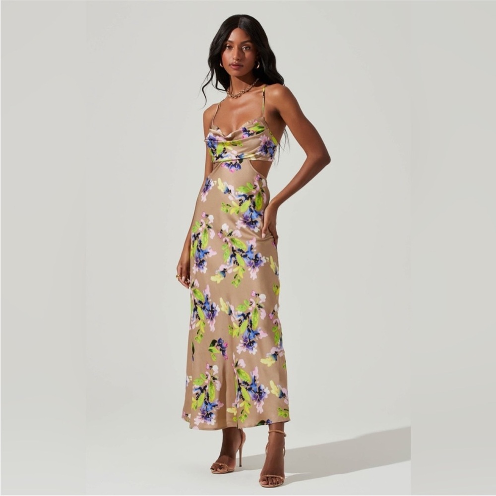 Astr Colette floral satin dress